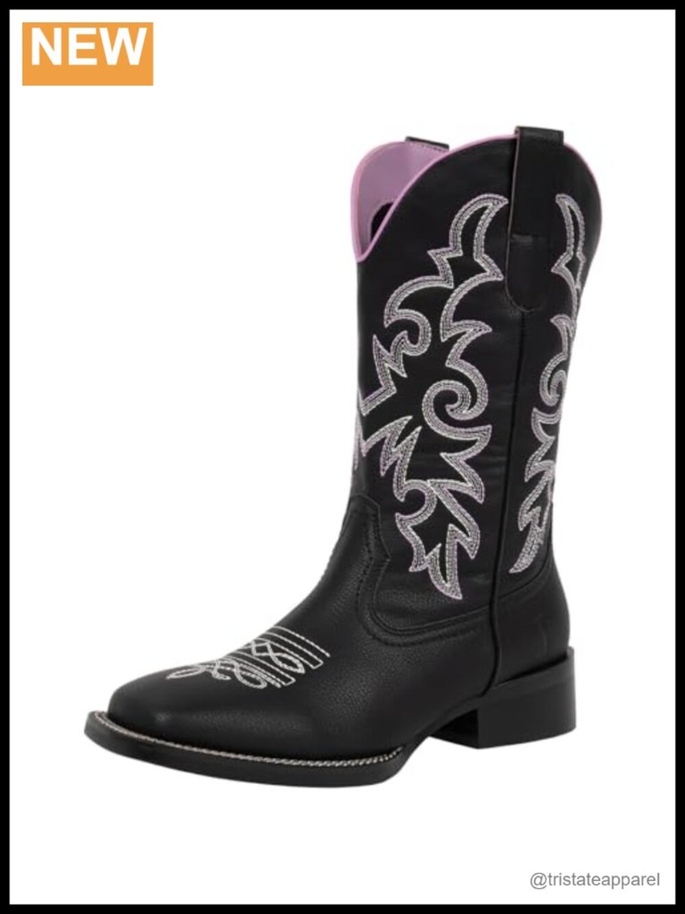 Square Toe Faux Leather Mid Calf Cowboy Boots for Women Wide Calf Western Boots
